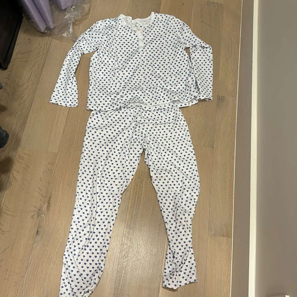 roller rabbit blue heart long sleeve pajamas